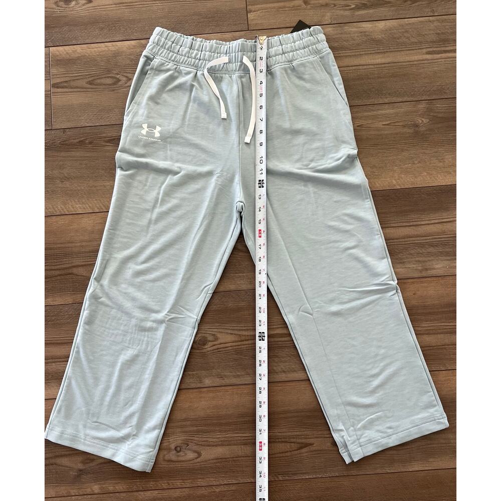 NWT Under Armour Rival Terry Flare Crop Pants Women S Harbor Blue